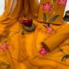 handblock print with chiffon dupatta (white with pink lines) (copy)