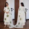 handblock print with chiffon dupatta (white with pink lines) (copy)