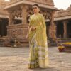 handblock print chiffon sarees(red with yellow border)