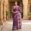 handblock print mul cotton sarees (yellow with red)