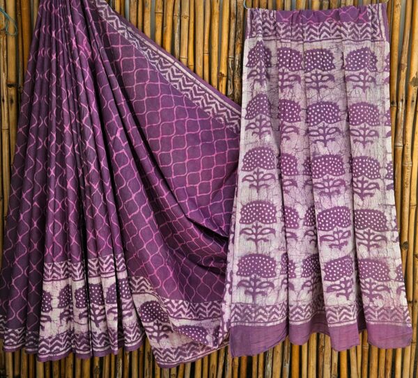 handblock print mul cotton sarees (yellow with red)