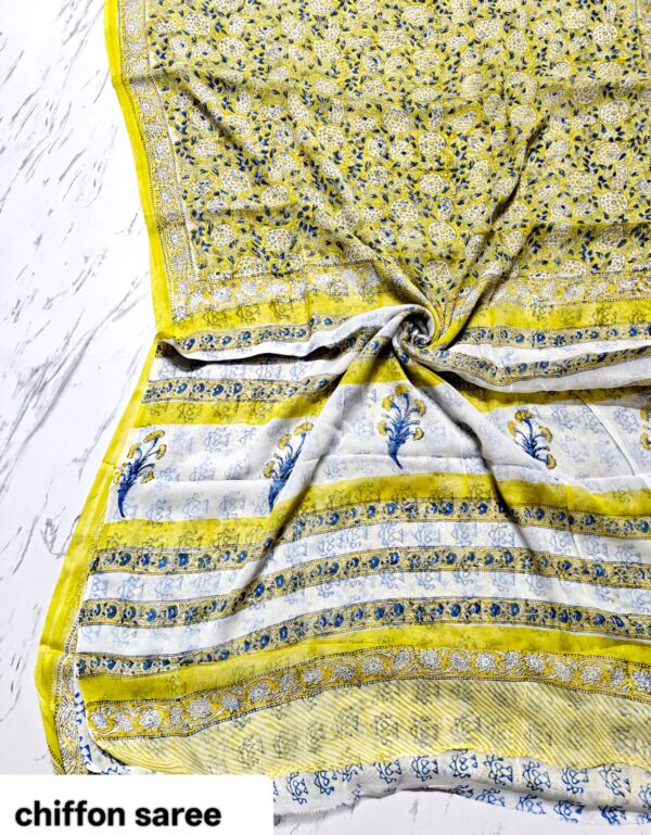 handblock print chiffon sarees(red with yellow border) handblock print chiffon sarees(red with yellow border)