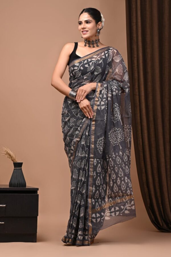handblock print kota sarees (white with yellow) handblock print kota sarees (white with yellow)