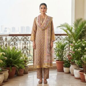 handblock print chanderi silk (purple & beige aurelia)