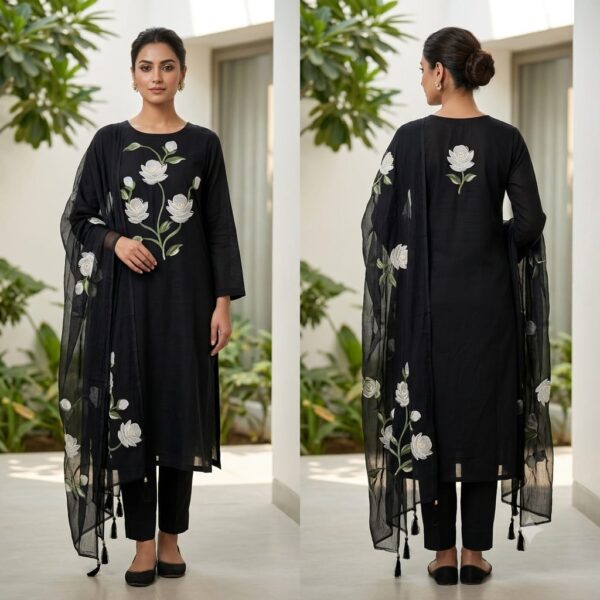 handblock print with chiffon dupatta (white printed) (copy)