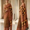 handblock print modal saree (black with red border) (copy)