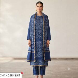 handblock print chanderi silk (purple floral printed)