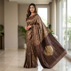 handblock print modal saree (black with red border) (copy)