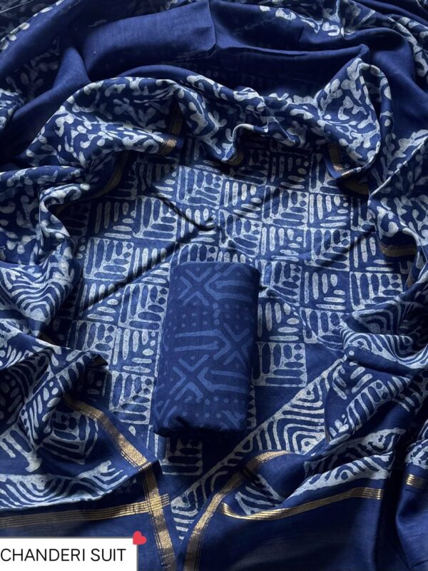 handblock print chanderi silk (purple floral printed)