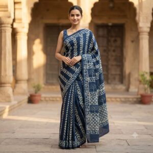 NEW ARRIVALS handblock print mul cotton sarees (light pink)