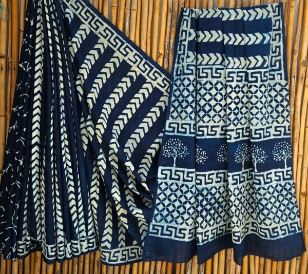 handblock print mul cotton sarees (light pink)