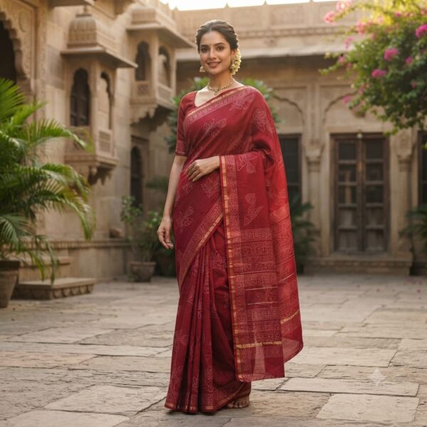 handblock print silk sarees (white printed pattern)