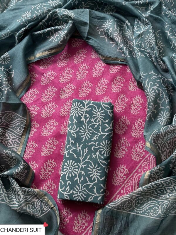 handblock print chanderi silk (purple with white dot) handblock print chanderi silk (purple with white dot)