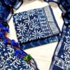 handblock print linen suit with zari border (black beige) (copy)