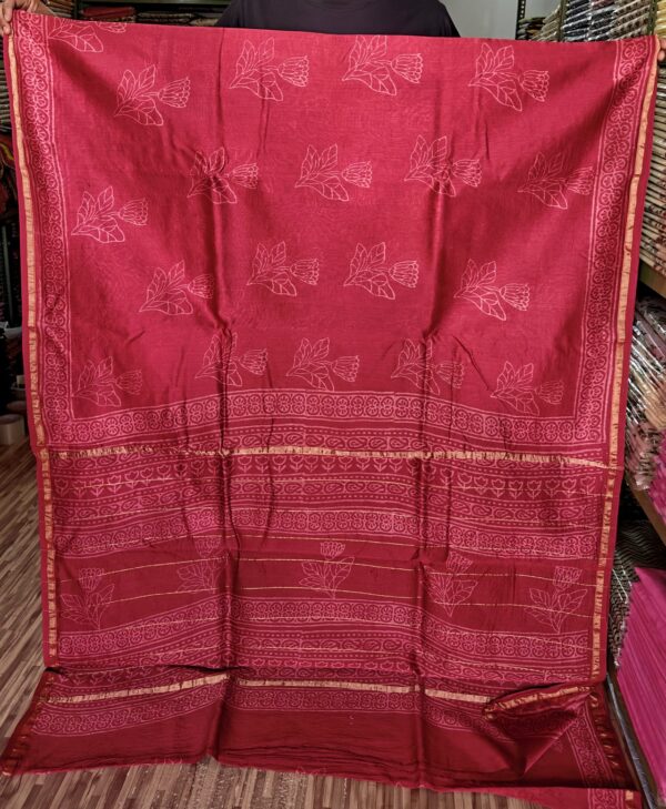 handblock print silk sarees (white printed pattern)