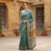 handblock print mul cotton sarees (white with dots pattern)