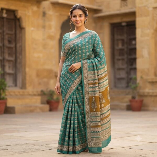handblock print mul cotton sarees (white with dots pattern) handblock print mul cotton sarees (white with dots pattern)