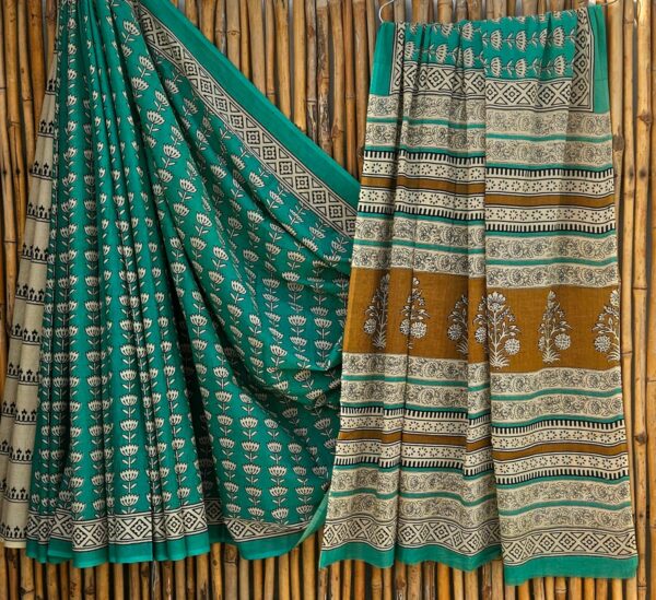 handblock print mul cotton sarees (white with dots pattern) handblock print mul cotton sarees (white with dots pattern)