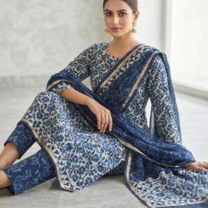 handblock print chanderi silk (purple floral printed)
