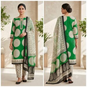 handblock print with chiffon dupatta ()
