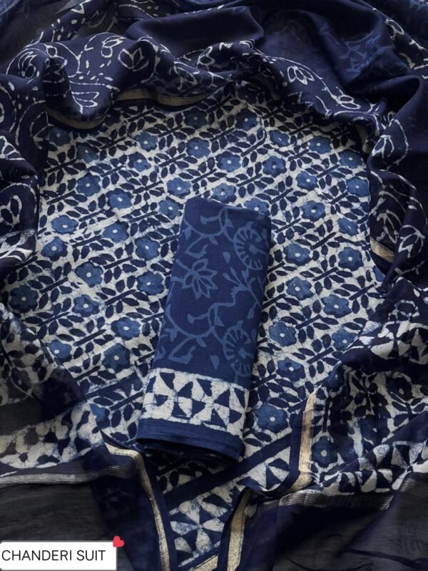 handblock print chanderi silk (purple floral printed)
