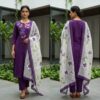 handblock print with chiffon dupatta (purple)