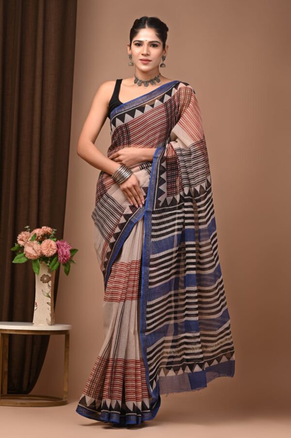 handblock print kota sarees (blue floral printed)