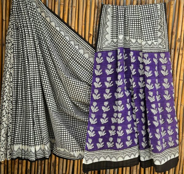 handblock print mul cotton sarees (red with black)