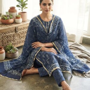 handblock print chanderi silk (hot pink floral)