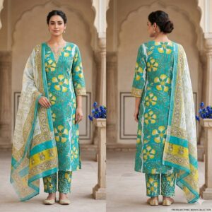 NEW ARRIVALS handblock print linen suit with zari border (black beige) (copy)
