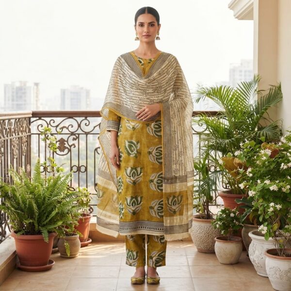 handblock print modal (green floral printed)