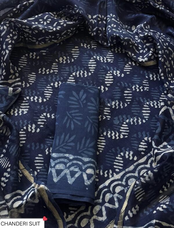 handblock print chanderi silk (hot pink floral)