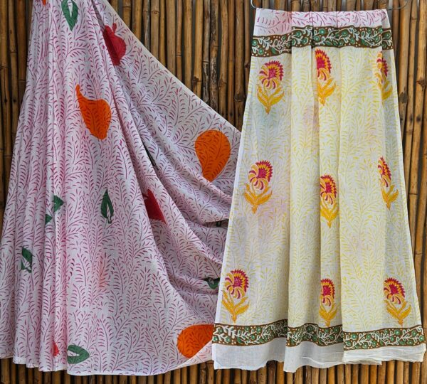 handblock print mul cotton sarees (purple with black border) handblock print mul cotton sarees (purple with black border)