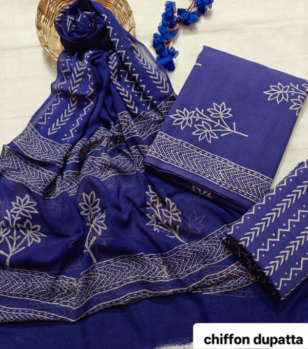 handblock print with chiffon dupatta (dark purple)