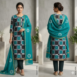 handblock print chanderi silk (teal blue) (copy)