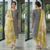 handblock print chanderi silk (black with yellow)
