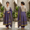 handblock print chanderi silk (purple floral printed) (copy)