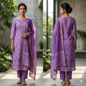 handblock print chanderi silk (purple floral printed) (copy)