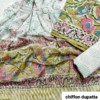 handblock print with chiffon dupatta (green floral printed)