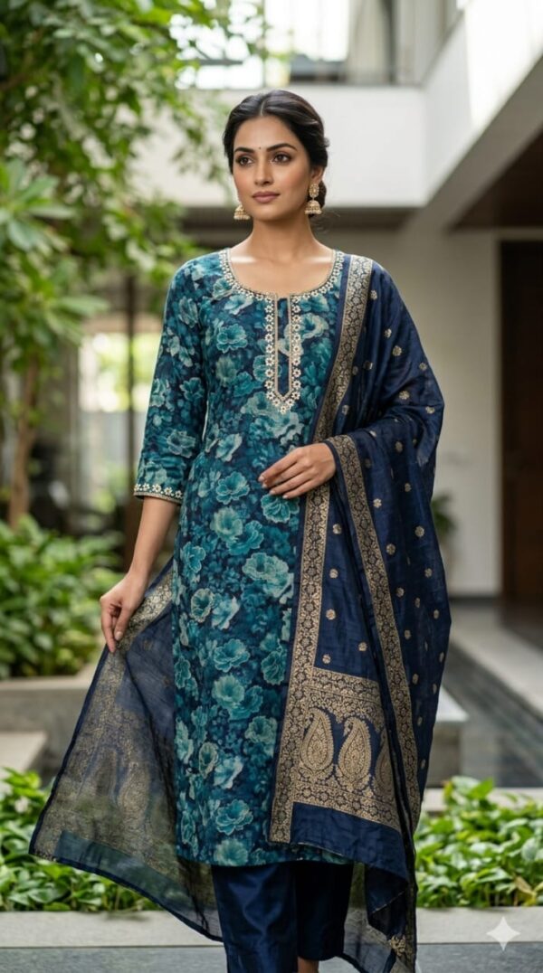 muslin dress material (blue)