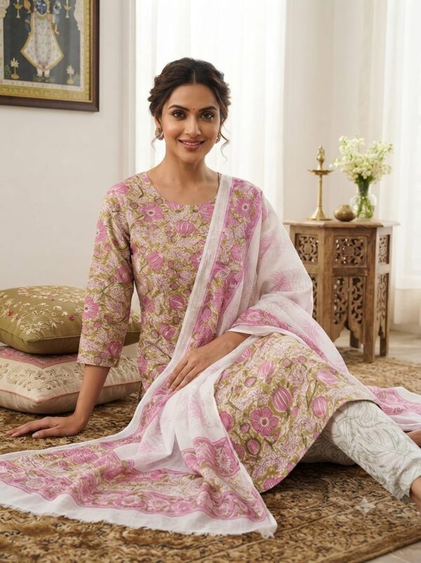 handblock print mul cotton dupatta
