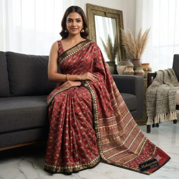 handblock print silk sarees