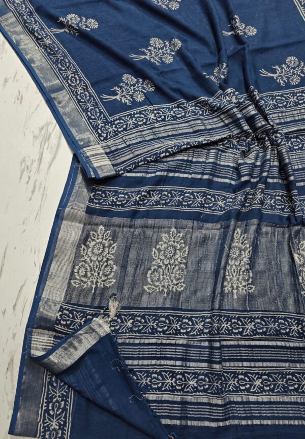 handblock linen saree handblock linen saree