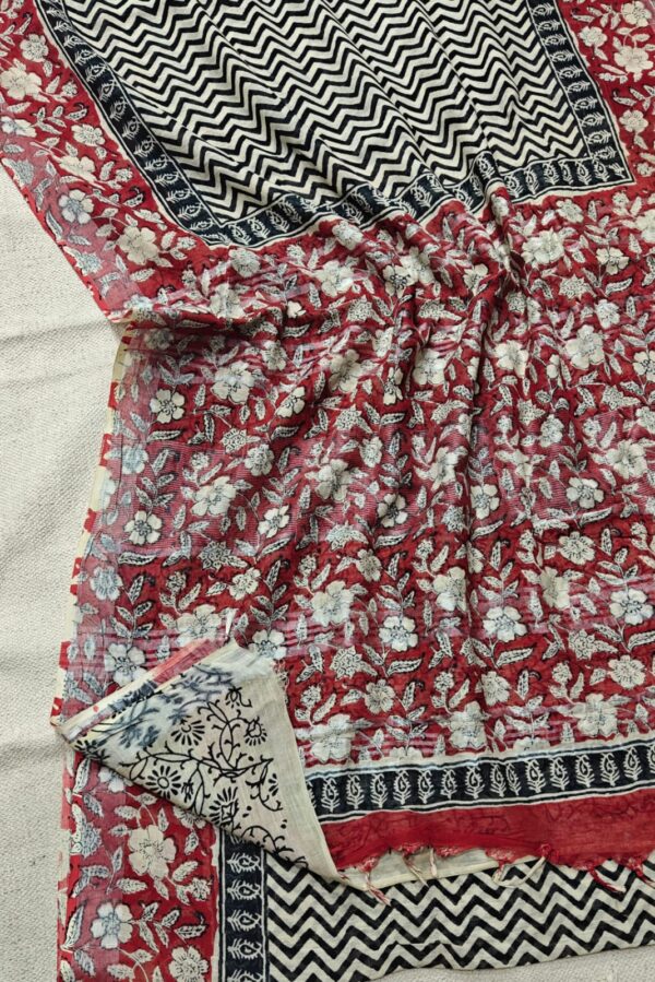 handblock linen saree