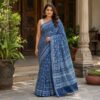 handblock linen saree