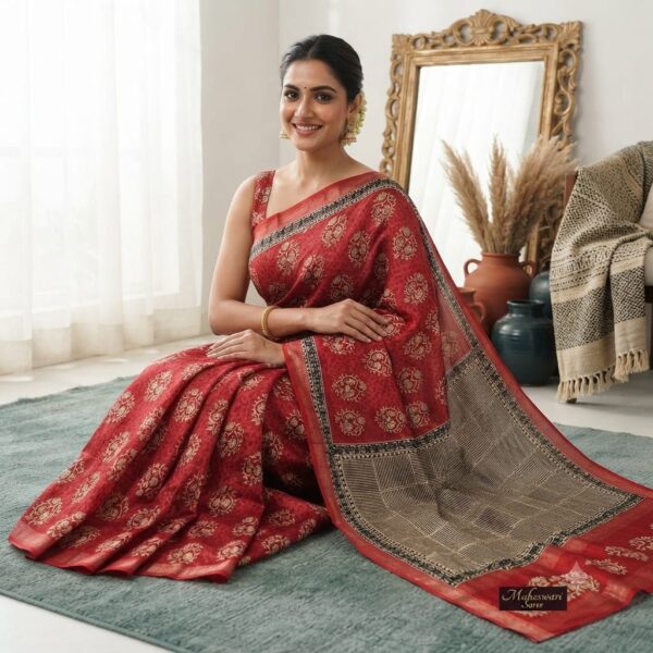 handblock print silk sarees