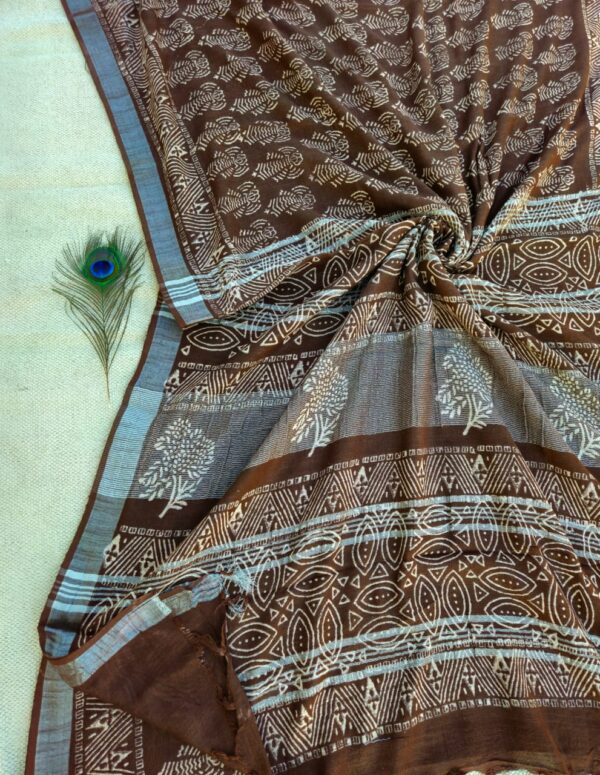 handblock linen saree