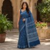 handblock linen saree