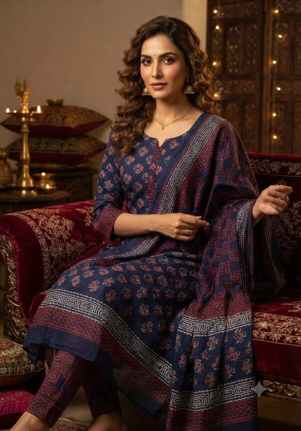 handblock print mul cotton dupatta