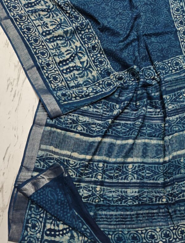handblock linen saree